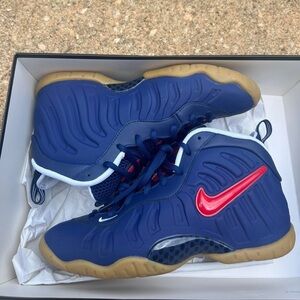 Big Kids Blue and Red Nike Foamposites